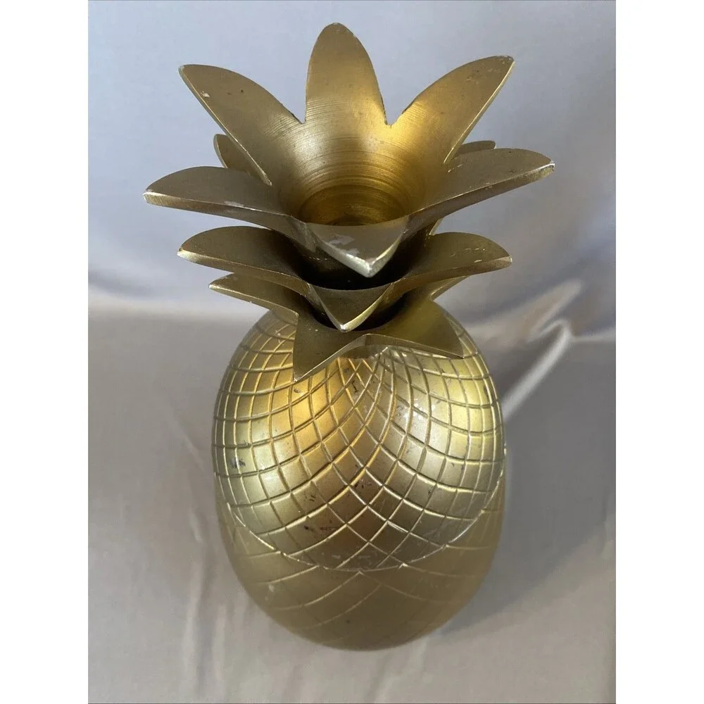 Vintage Gold Pineapple Ice Bucket Barware Tiki Retro Hollywood Regency 12